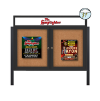 Freestanding Enclosed Outdoor Bulletin Boards 72" x 48" with Message Header and Posts (2 DOORS)