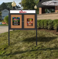 Freestanding Enclosed Outdoor Bulletin Boards 72" x 48" with Message Header and Posts (2 DOORS)