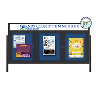 Freestanding Enclosed Outdoor Bulletin Boards 96" x 30" with Message Header and Posts (3 DOORS)
