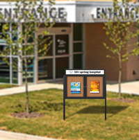 Freestanding Enclosed Outdoor Bulletin Boards 96" x 30" with Message Header and Posts (2 DOORS)