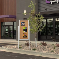 Swing Case 24x60 Extra Large Outdoor Enclosed Bulletin Board w Leg Posts (Single) Door