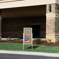 Swing Case 24x72 Extra Large Outdoor Enclosed Bulletin Board w Leg Posts (Single) Door