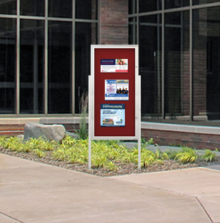 Swing Case 36x48 Extra Large Outdoor Enclosed Bulletin Board w Leg Posts (Single) Door