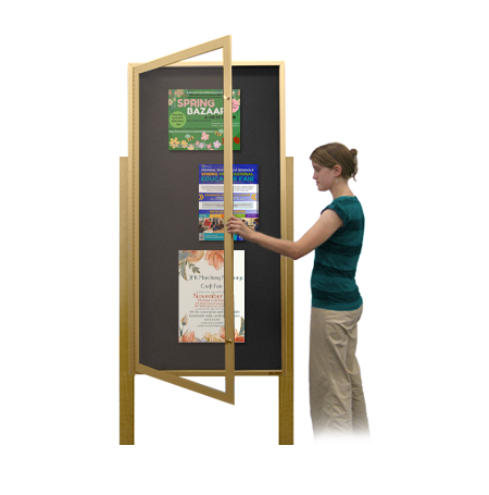 Swing Case 36x84 Extra Large Outdoor Enclosed Bulletin Board w Leg Posts (Single) Door