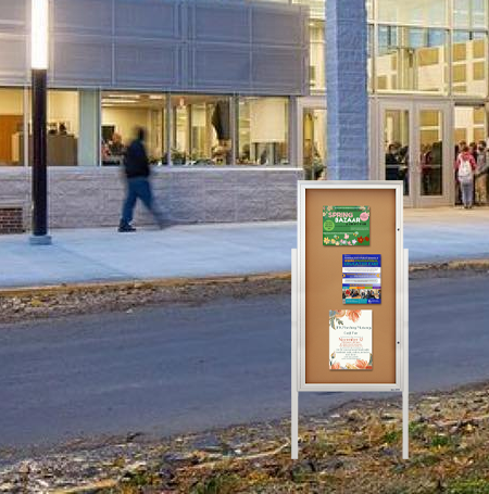 Swing Case 36x84 Extra Large Outdoor Enclosed Bulletin Board w Leg Posts (Single) Door