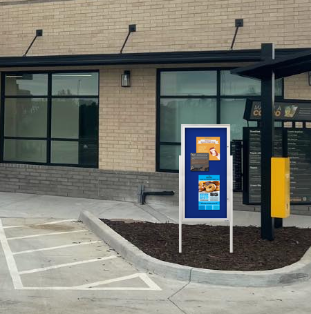 Swing Case 36x96 Extra Large Outdoor Enclosed Bulletin Board w Leg Posts (Single) Door