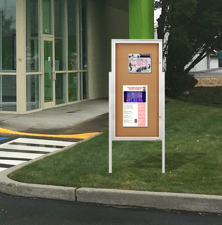 Swing Case 48x60 Extra Large Outdoor Enclosed Bulletin Board w Leg Posts (Single) Door