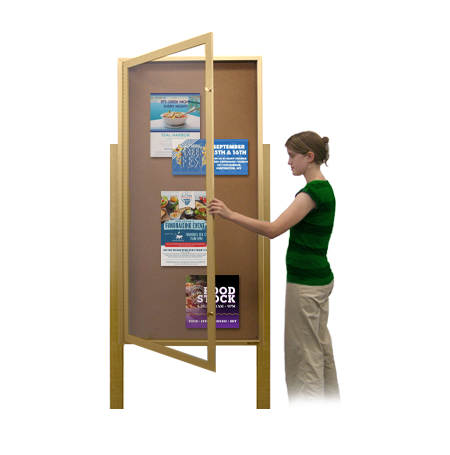 Swing Case 48x72 Extra Large Outdoor Enclosed Bulletin Board w Leg Posts (Single) Door