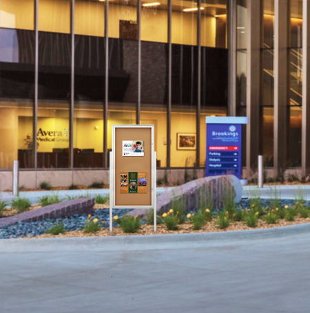 Swing Case 48x96 Extra Large Outdoor Enclosed Bulletin Board w Leg Posts (Single) Door