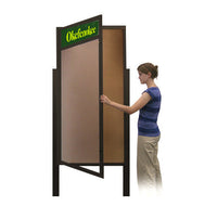 40 x 60 Extra Large Outdoor Enclosed Bulletin Board Lighted Display Case w Header and Posts (One Door)