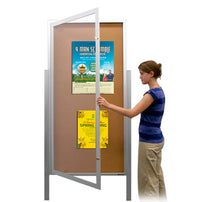 48x96 Extra Large Outdoor Enclosed Bulletin Board w Light on Posts (One-Door)