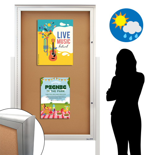 EXTREME WeatherPLUS™ Freestanding Extra Large Radius Edge Outdoor Enclosed Bulletin Board Display Case | 15+ Sizes
