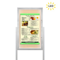 XL Free-Standing Outdoor Enclosed Bulletin Boards with Radius Edge Cabinet + LED Lighted in 15+ Sizes