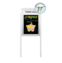 Outdoor Dry Erase Marker Board Swing Cases with Header, Lights and Leg Posts (Black Board)