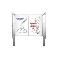 Enclosed Dry Erase Marker Board with Posts, Message Header, and LED Lighting (2 and 3 Doors), Magnetic, White Board, Porcelain-on-Steel Writing Surface, 35+ Sizes