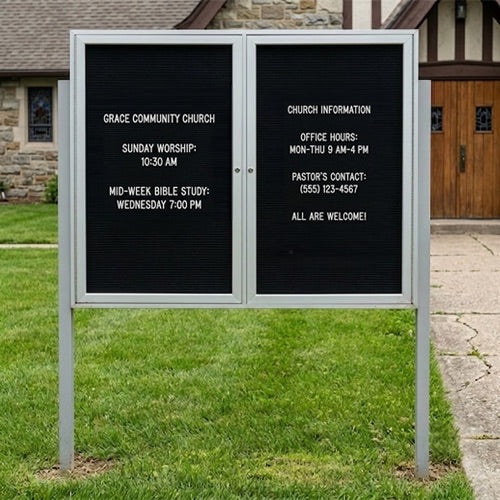Outdoor Letterboard Case with Leg Posts  (Multiple Doors) 