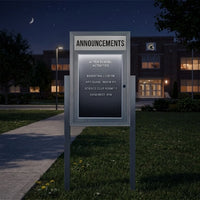 Outdoor Enclosed Lighted LED Letter Board with Header and Posts | Display Case with LED's