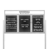 EXTREME WeatherPLUS LED-Lit Multi-Door Outdoor Enclosed Letter Boards with Header and Posts | Shown in Satin Silver finish with 3 Locking Doors