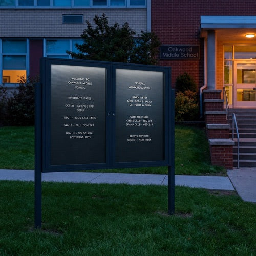 Outdoor Enclosed Letter Boards with LED Lights and Posts | Multiple Doors 2-3 Door Models