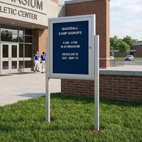 Outdoor Enclosed Letter Boards (Single Door) Locking Message Board with Radius Edge and 2 Leg Posts