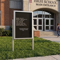 Extra Large Outdoor Enclosed Letter Boards | Single Door Locking Message Board with Radius Edge + Posts