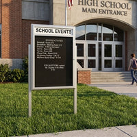 XL Outdoor Enclosed Letter Boards with Header and 2 Leg Posts (Radius Edge)