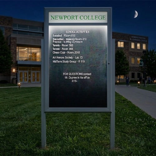 Extra Large Outdoor Enclosed Letter Boards with Posts, Header & LED Lights | Smooth Radius Edge Cabinet 15+ Sizes