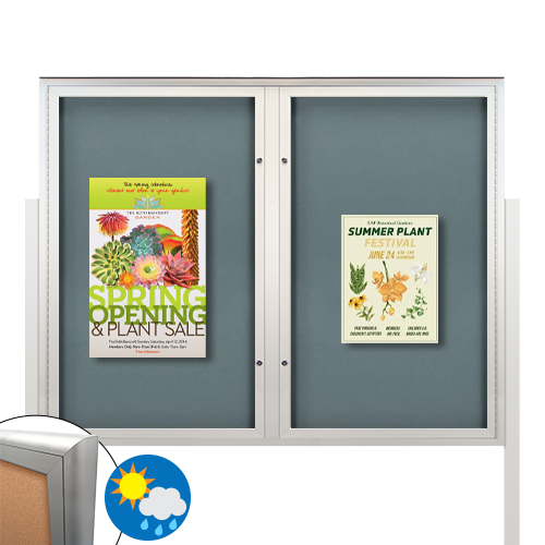 EXTREME WeatherPlus™ Radius Edge Enclosed Outdoor Poster Cases | Freestanding Lockable Multi-Door Display Cases in 35+ Sizes