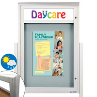 EXTREME WeatherPlus Radius Edge Outdoor Enclosed Poster Case with Message Header with Posts | Single Door Display Stand in 10+ Sizes