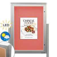 EXTREME WeatherPLUS™ Radius Edge Outdoor Enclosed Poster Case Stands with LED LIGHTS | Freestanding Metal Display Cases in 15+ Sizes