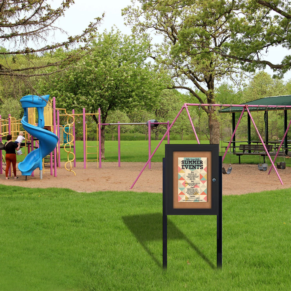 Outdoor Enclosed Poster Display Cases with Posts in 15 Cabinet Sizes ...