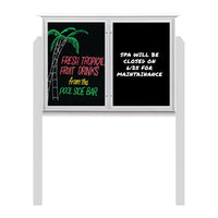 45" x 30" Outdoor Message Center - Double Door Magnetic Black Dry Erase Board with Header and Posts