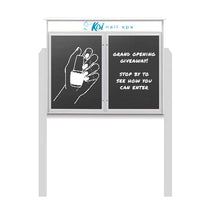 40" x 50" Outdoor Message Center - Double Door Magnetic Black Dry Erase Board with Header and Posts