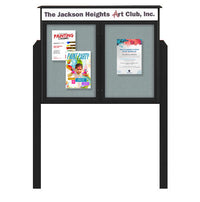 45" x 30" 2-Door Cork Board Message Center with Header and Posts (Image Not to Scale)