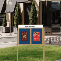 48" x 36" Outdoor Message Center on Posts, Eco-Friendly, Faux Wood, Two Door Information Board with Enclosed Cork Bulletin Board + Personalized Message Header