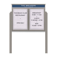 Two Door Freestanding 50x40 Weatherproof Enclosed Outdoor Message Center Letter Boards with Header