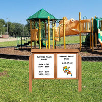 Outdoor Message Center Magnetic White Dry Erase Board - 52" x 40" | Double Door with Posts