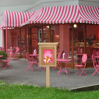 12 x 18 Outdoor Message Center Cork Board with Post | LEFT Hinged Single Door Information Board Recycled Faux Wood Cabinet