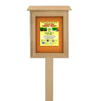 12x18 Outdoor Message Center with Posts and Cork Board Wall Mounted - LEFT Hinged