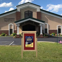 30" x 30" Outdoor Message Center Cork Board | LEFT Hinged - Single Door with Posts Information Board