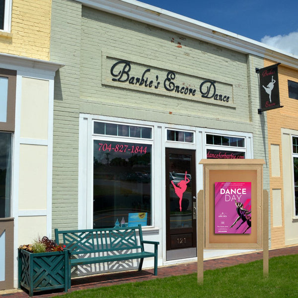 36 x 36 Outdoor Message Center with Posts + Cork Board | Left Hinged Single Door Information Board, with Eco-Design Faux Wood