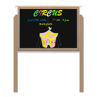 30" x 40" Outdoor Message Center - Magnetic Black Dry Erase Board with Posts