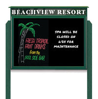 24" x 36" Outdoor Message Center - Magnetic Black Dry Erase Board with Header and Posts