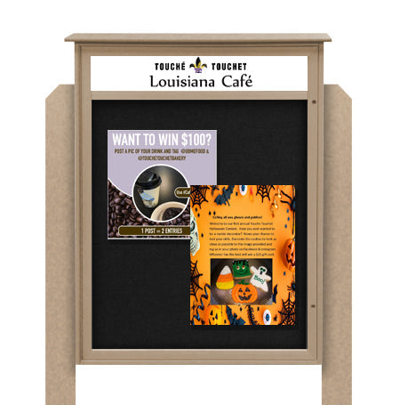 26x42 Standing Outdoor Message Center Information Board with Header | Maintenance Free (Image Not to Scale)