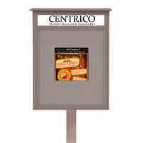 8.5x11 Cork Board Outdoor Message Center with Header and Posts - LEFT Hinged