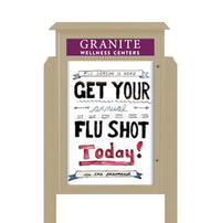 38" x 54" Freestanding Outdoor Message Center - Magnetic White Dry Erase Board with Header