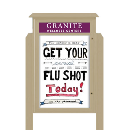 38" x 54" Freestanding Outdoor Message Center - Magnetic White Dry Erase Board with Header