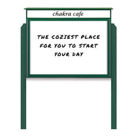 24" x 32" Outdoor Message Center - Magnetic White Dry Erase Board with Header and Posts