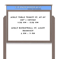 42" x 42" Outdoor Message Center - Magnetic White Dry Erase Board with Header and Posts