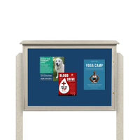 Outdoor XL Message Center Cork Board 24" x 60" with Posts | TOP Hinged - Single Door Information Board